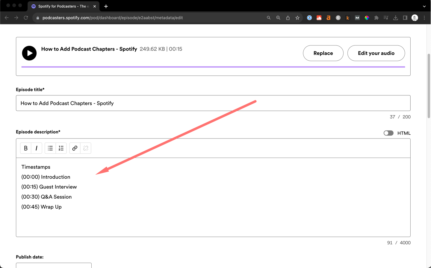 Adding Timestamps in Spotify