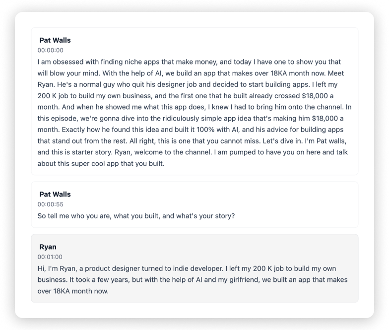 Podcast transcript with speaker labels and timestamps